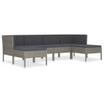 Salon de jardin 6 pcs avec coussins r�sine tress�e gris