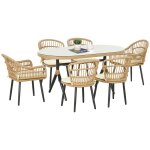 Salon de jardin 6 places 7 pcs style boh�me - 6 chaises table a manger