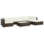 Salon de jardin 8 pi�ces en polyrotin marron avec coussins canap� d'ext�rieur modulaire