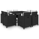 Salon de jardin 9 pcs avec coussins rsine tresse noir