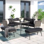 Salon de jardin 9 places r�sine tress�e anthracite