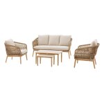 Salon de jardin alu effet bois bross orissa effet bois - 5 places - hespride