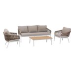 Salon de jardin en alu oriengo taupe / blanc - 5 places - hespride