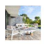 Salon de jardin en alu pavane 5 places blanc - hespride