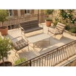 Salon de jardin en alu solani caf� - 4 places - hesp�ride
