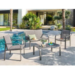 Salon de jardin alu et texaline piazza graphite - 4 places - hesp�ride