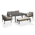 Salon de jardin bas cayenne aluminium anthracite dcb garden 7 personnes