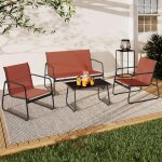 Salon de jardin bas malaga 4 places avec canap?, fauteuils et table terracotta Salon de jardin bas malaga 4 places avec canap?, fauteuils et table terracotta