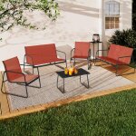 Salon de jardin bas malaga 6 places avec 2 canap?s, fauteuils et table terracotta