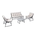 Salon de jardin bas 4 places en r�sine gris guahana