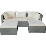 Salon de jardin bas en r�sine tress�e diya 3 places - gris