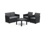 Salon de jardin bas en r�sine tress�e noir (4 pi�ces) marie keter