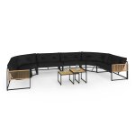 Salon de jardin bas rio 12 places salon d'angle structure m�tal noir et cordage effet rotin avec coussins ...