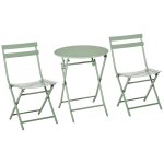 Salon de jardin bistro pliable - table ronde ? 60 cm avec 2 chaises pliantes - m�tal thermolaqu? vert ...