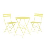 Salon de jardin bistrot table et 2 chaises en acier vert citron fiori