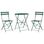 Salon de jardin bistrot table et 2 chaises en acier vert fonc fiori