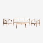 Ensemble de jardin avec canap�, 2 fauteuils et table basse en bois d'acacia kaela acacia marron clair ...