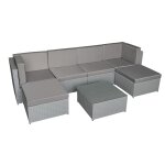 Salon de jardin bonifacio en rsine tresse gris 6 places - coussin gris