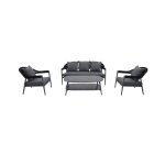 Salon de jardin camarillo gris en aluminium - 5 places - jardideco