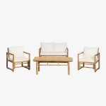 Ensemble de jardin avec canap� 2 places, 2 fauteuils et table basse 90x50 cm en bambou livayna bambou ...