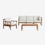 Salon de jardin avec canap� 3 places et fauteuil en bois d'acacia melvin brun acacia