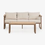 Ensemble de jardin avec canap� 3 places et table basse en aluminium 110x55cm lipov moka brown