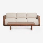 Salon de jardin avec canap� 3 places et table basse en bois d'acacia noira brun acacia