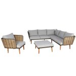 Salon de jardin canap� ext�rieur sept places assises avec table osier d�coratif en polyrotin 04 0008321 ...