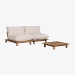 Salon de jardin avec canap� modulable inclinable 2 pi�ces et table basse en bois d'acacia brina beige ...