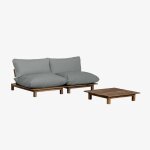 Salon de jardin avec canapé modulable inclinable 2 pièces et table basse en bois d'acacia brina gris ... Salon de jardin avec canapé modulable inclinable 2 pièces et table basse en bois d'acacia brina gris ...