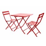 Salon de jardin carré en métal greensboro 70 x 70 cm groseille avec 2 chaises - hespéride Salon de jardin carré en métal greensboro 70 x 70 cm groseille avec 2 chaises - hespéride