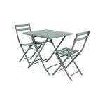 Salon de jardin carré en métal greensboro 70 x 70 cm olive avec 2 chaise - hespéride Salon de jardin carré en métal greensboro 70 x 70 cm olive avec 2 chaise - hespéride