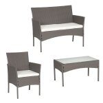 Salon de jardin cordoue en résine tressée gris 4 places - coussins crème Salon de jardin cordoue en résine tressée gris 4 places - coussins crème