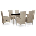 Salon de jardin avec coussins 7 pcs résine tressée beige Salon de jardin avec coussins 7 pcs résine tressée beige