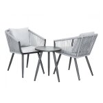 Salon de jardin dtente en aluminium et corde tresse gris amorgos - 2 places - jardiline