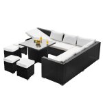 Salon de jardin encastrable 10 places noir en résine tressée samoa Salon de jardin encastrable 10 places noir en résine tressée samoa