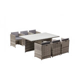 Salon de jardin encastrable 6 personnes en r�sine tress�e gris miami