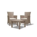 Salon de jardin en imitation r�sine tress�e allibert - 2 personnes - rosario - cappuccino