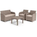 Salon de jardin en imitation resine tressee allibert avec table basse - 4 personnes - sanremo - beige ...
