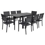Salon de jardin lampedusa extensible en textil�ne gris 8 places - aluminium anthracite