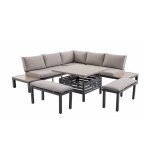 Salon de jardin lanza taupe en aluminium - 7 places - jardideco
