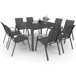 Salon de jardin madrid table carr�e 130 cm et 8 chaises empilables gris anthracite