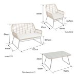 Salon de jardin mar� en r�sine tress�e 4 places - coussins gris