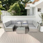 Salon de jardin modulable 6 places en r�sine tress�e aldabra - gris