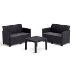 Salon de jardin modulable en résine imitation rotin tressé - noir - keter - 4 personnes - marie Salon de jardin modulable en résine imitation rotin tressé - noir - keter - 4 personnes - marie