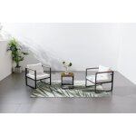 Salon de jardin panoramique 8 places en r�sine tress�e noir et blanc