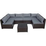 Salon de jardin panoramique en résine tressée océane - 6 places - marron Salon de jardin panoramique en résine tressée océane - 6 places - marron