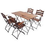 Salon de jardin pliant 5 pi�ces table et 4 chaises bistrot mobilier ext�rieur set terrasse balcon 120x60 ...