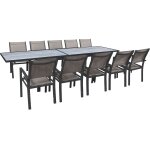 Salon de jardin repas extensible  lagos  - 200 / 320 x 105 x 76 cm - taupe - 10 places
