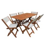Salon de jardin repas séoul - 1 table + 6 chaises - maple - beige Salon de jardin repas séoul - 1 table + 6 chaises - maple - beige